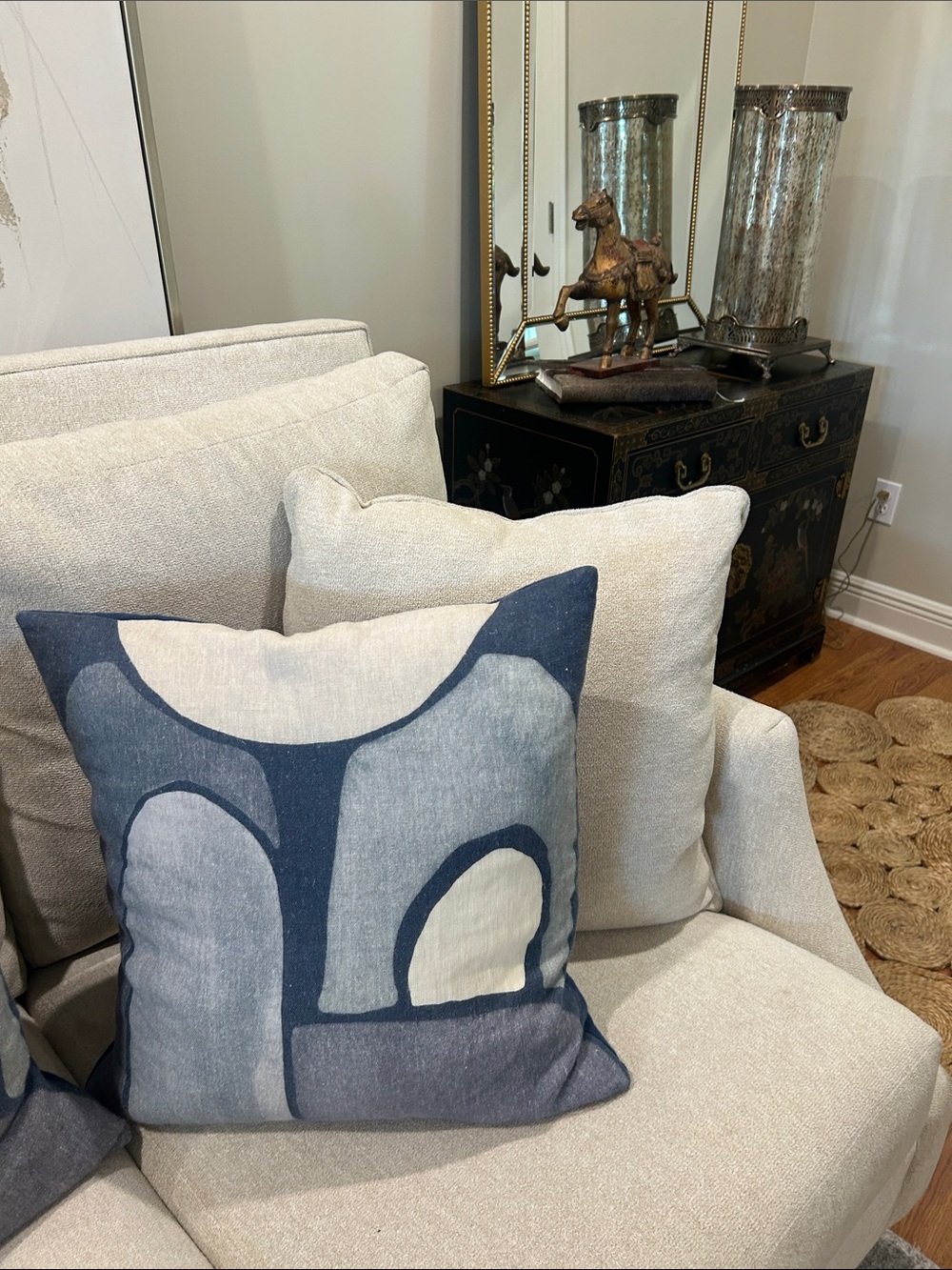 Abstract Blue Multi-Tone Accent Pillow - Modern Home Accent